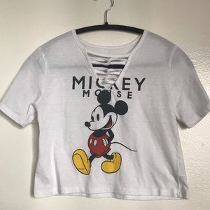 Disney Mickey Mouse white crop top XS